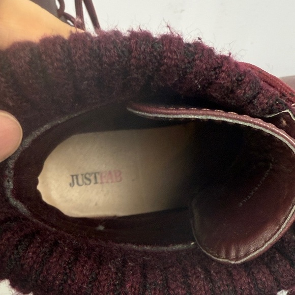 Just Fab Nyaling Knit Cuff Lace Up Combat Burgundy Faux Leather Boots Size 9 - Picture 8 of 10